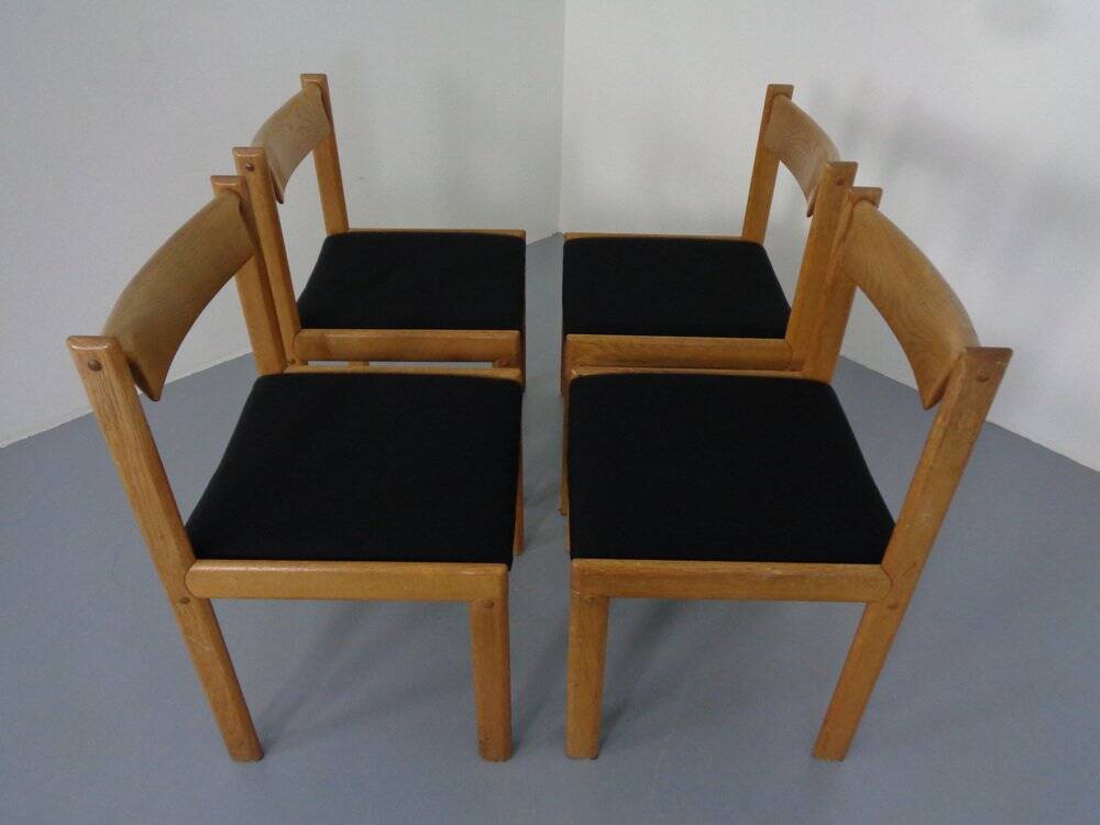 Danish Oak Dining Chairs, Set of 4, 1960s