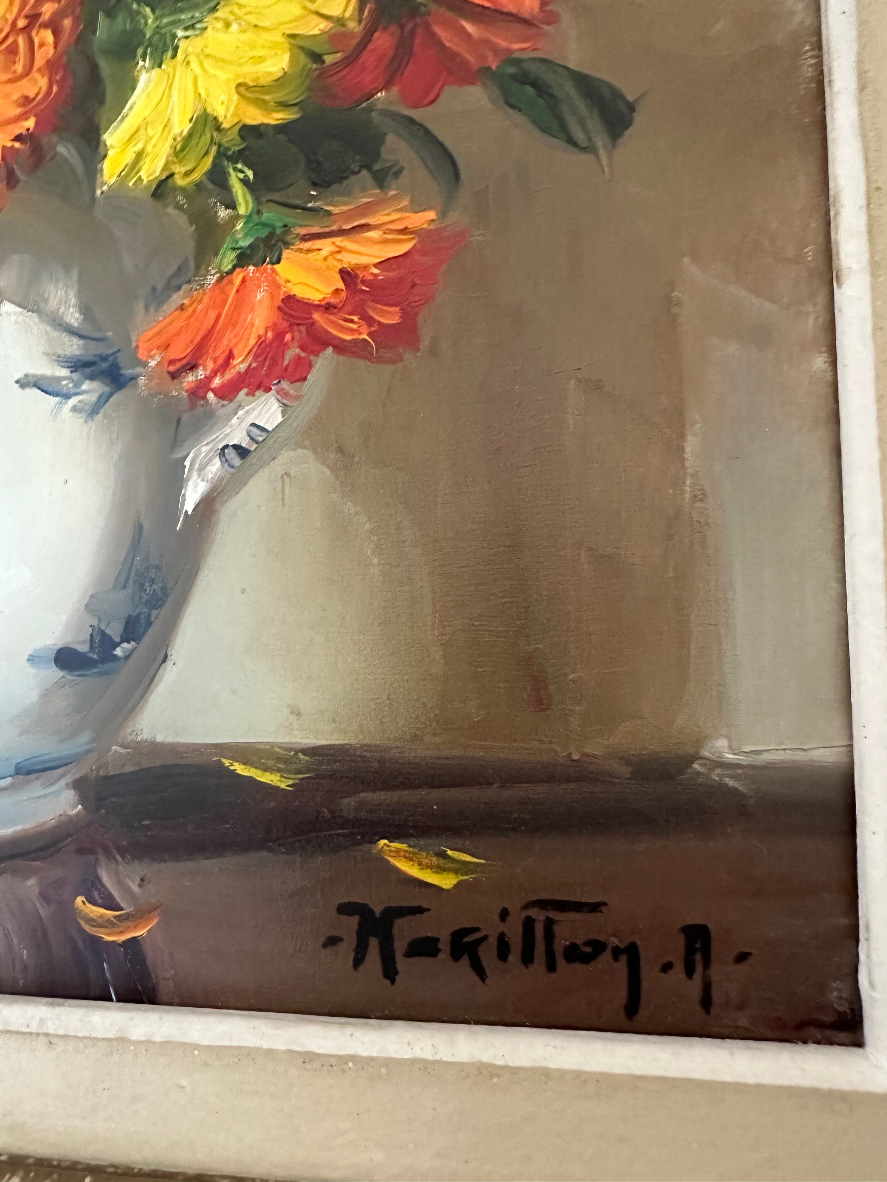 Painting oil on canvas bouquet of flowers