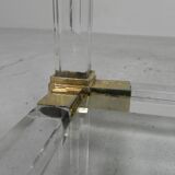 Hollywood Regency coffee table plexiglass, glass, brass, 1970s