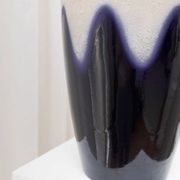 XL Vintage Floor Vase Bay Keramik 624-45, Ceramic, White & Navy Two-Tone Glaze, 1960s