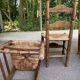 Set of 5 or 4 chic rustic traditional dining chairs with rush seats.