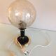 Lampe globe en verre ambré, socle noir et laiton par Solken Leuchten, années 60-70