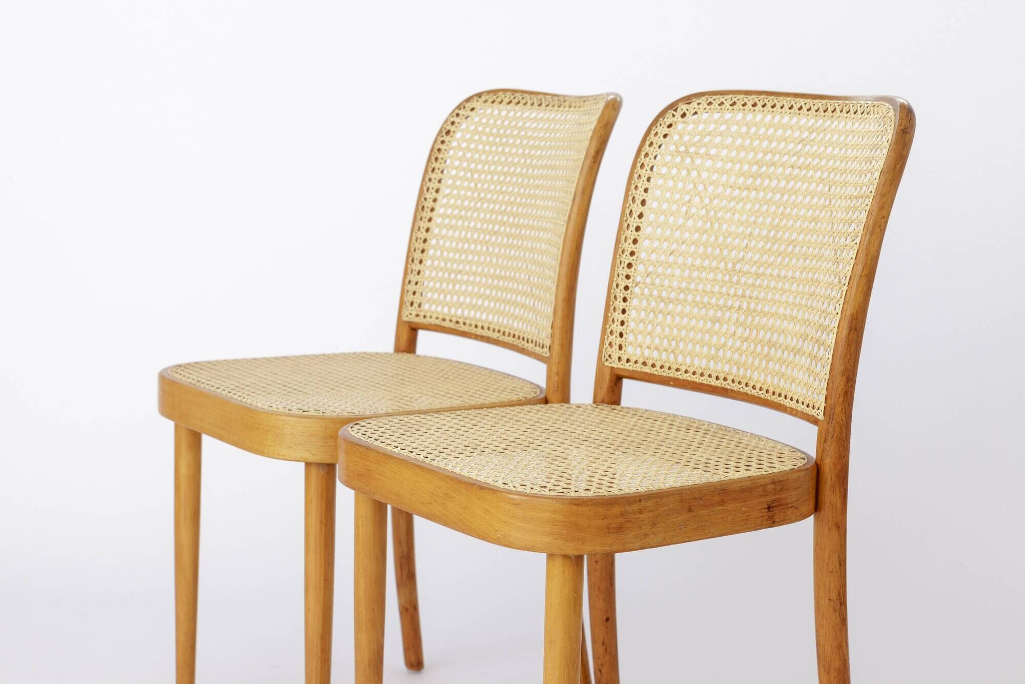 Set of 8 Ligna Bentwood Dining Chairs, Beechwood & Vienna Cane, 1960s-1970s