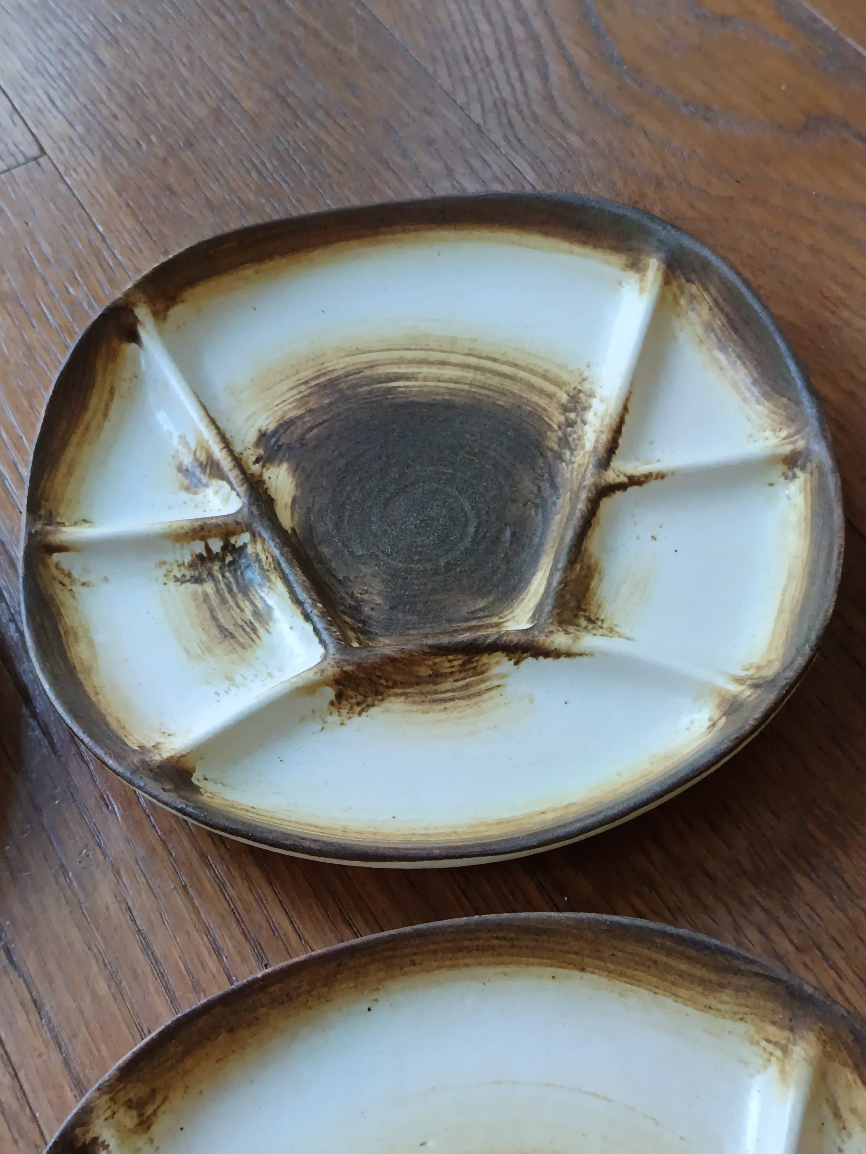 6 stoneware fondue plates by Longchamp
