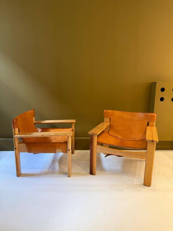 Fauteuil Natura en pin et cuir - Karin Mobring pour Ikea, 1970