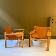 Natura armchair in pine and leather - Karin Mobring for Ikea, 1970