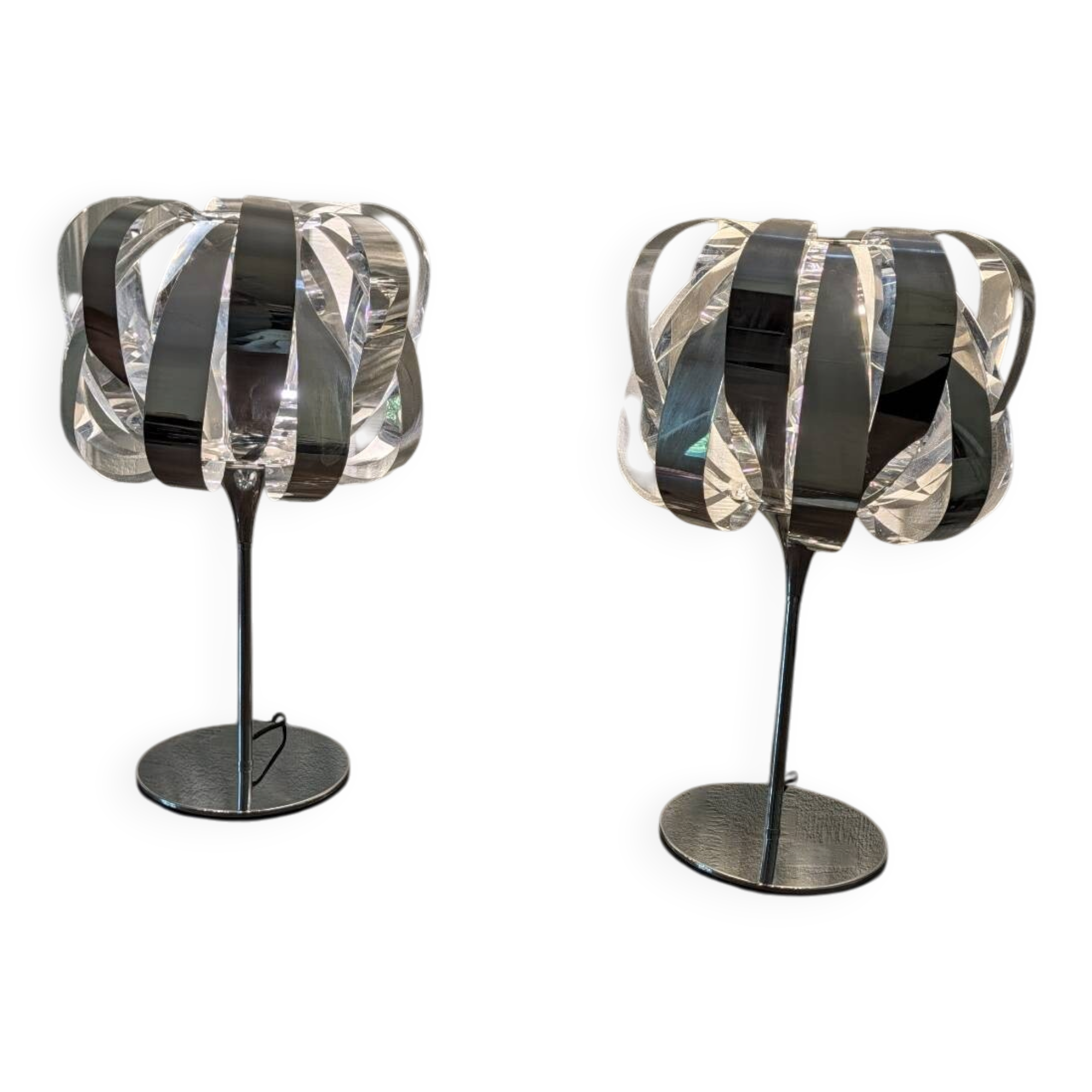 Paire de lampes eres chrome – seylumière– design space age