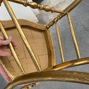 Napoleon III chair in gilded wood and pink velvet, old Chiavari wooden chair
