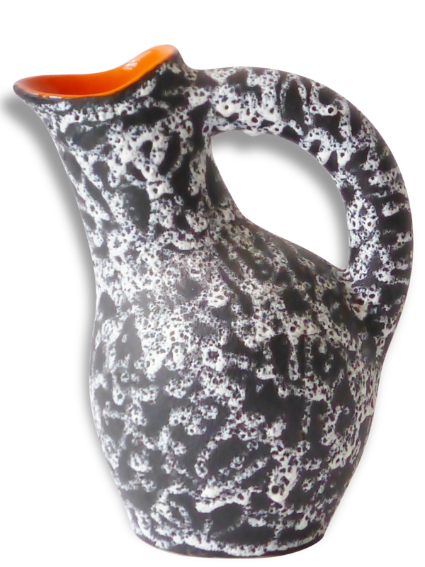 Pichet vase en céramique façon lave & orange 1950 1960 vintage 50's 60's