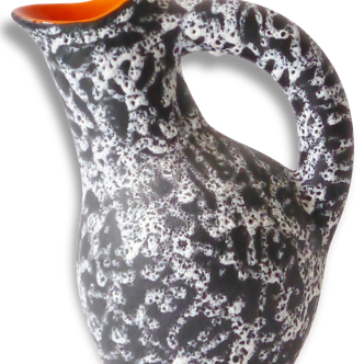 Pichet vase en céramique façon lave & orange 1950 1960 vintage 50's 60's