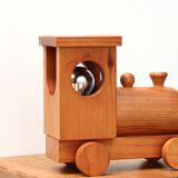 Lampe veilleuse train en bois de pin années 70