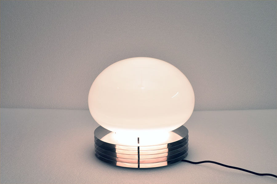 Tronconi table lamp in steel and blown glass, 1970s
