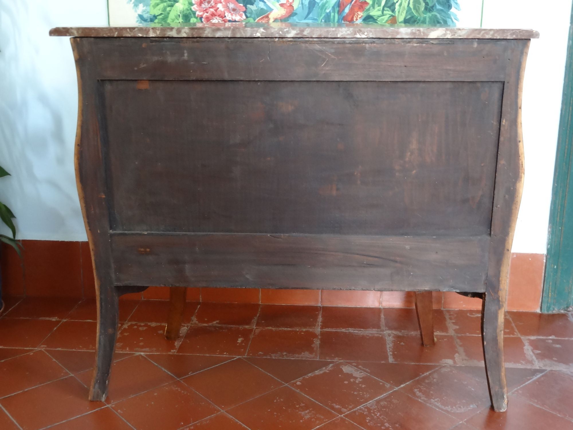Louis XV inlaid chest of drawers in amaranth and mahogany veneer 101 x 89 cm