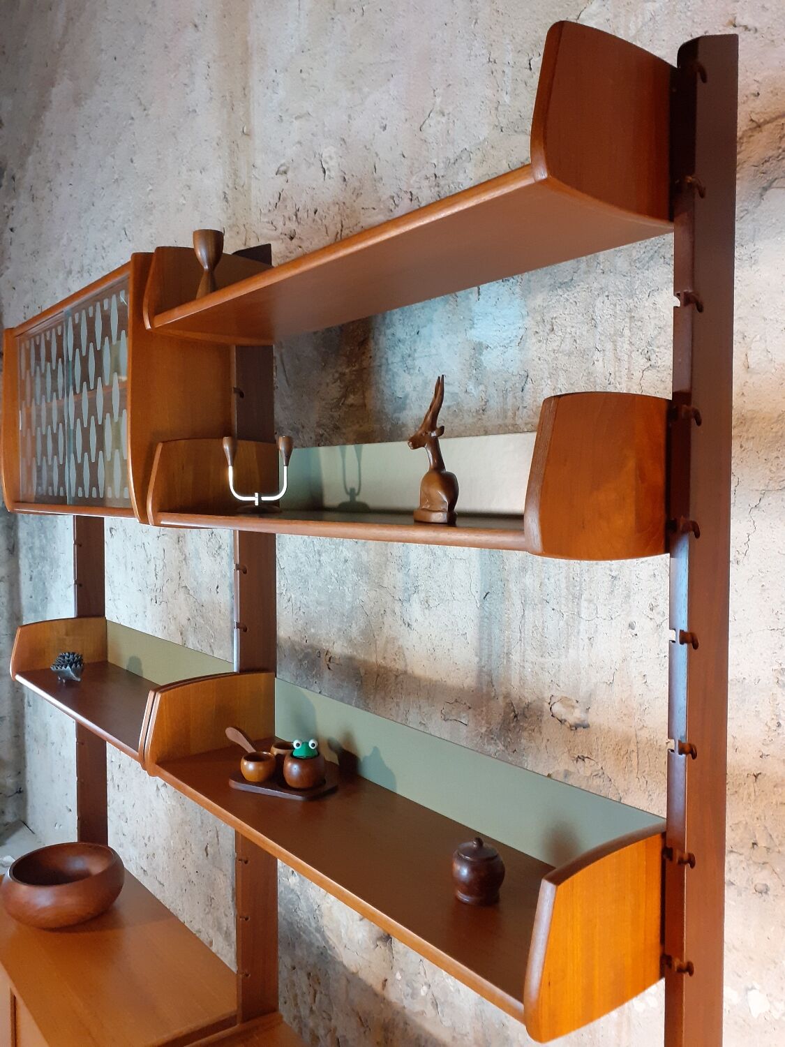 Self-supporting teak shelves ergo, vintage scandinavian 1960s