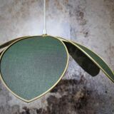 Suspension flower 6 petals in fir green linen