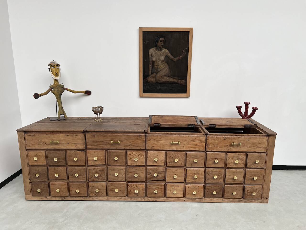 Old trade furniture with oak drawers XL format