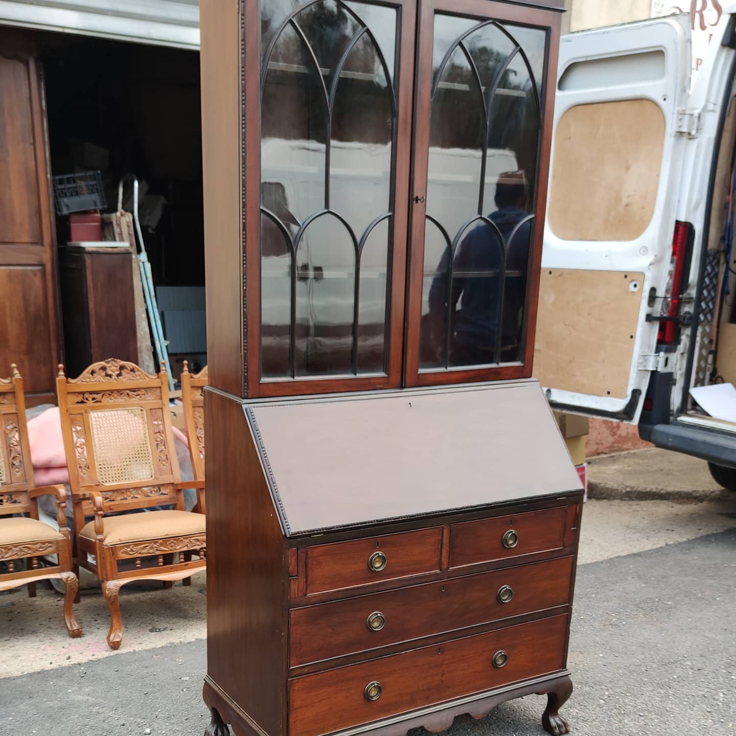 Bibliothèque scriban anglais en acajou vers 1920