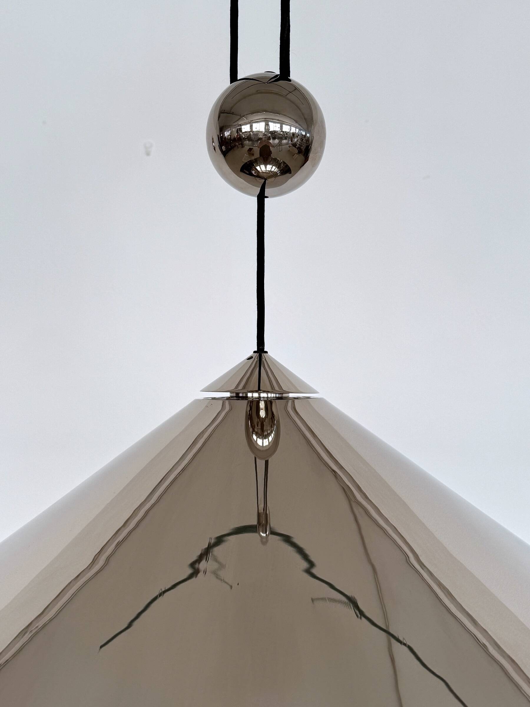 Florian Schulz Large Plated Nickel Pendant Lamp KEOS Pendant, 1970