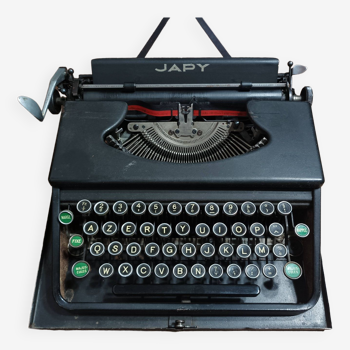 Japy portable typewriter Matt Black metal 1950s