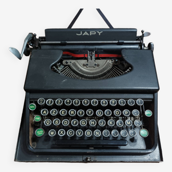 Machine a écrire portative Japy métal Noir Mat années 1950