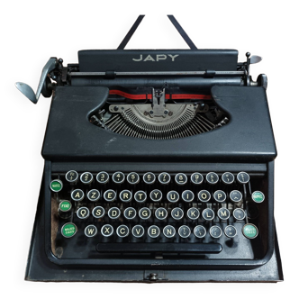 Japy portable typewriter Matt Black metal 1950s