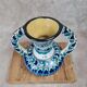 Artisanal Moroccan faience vase signed – blue & green decor