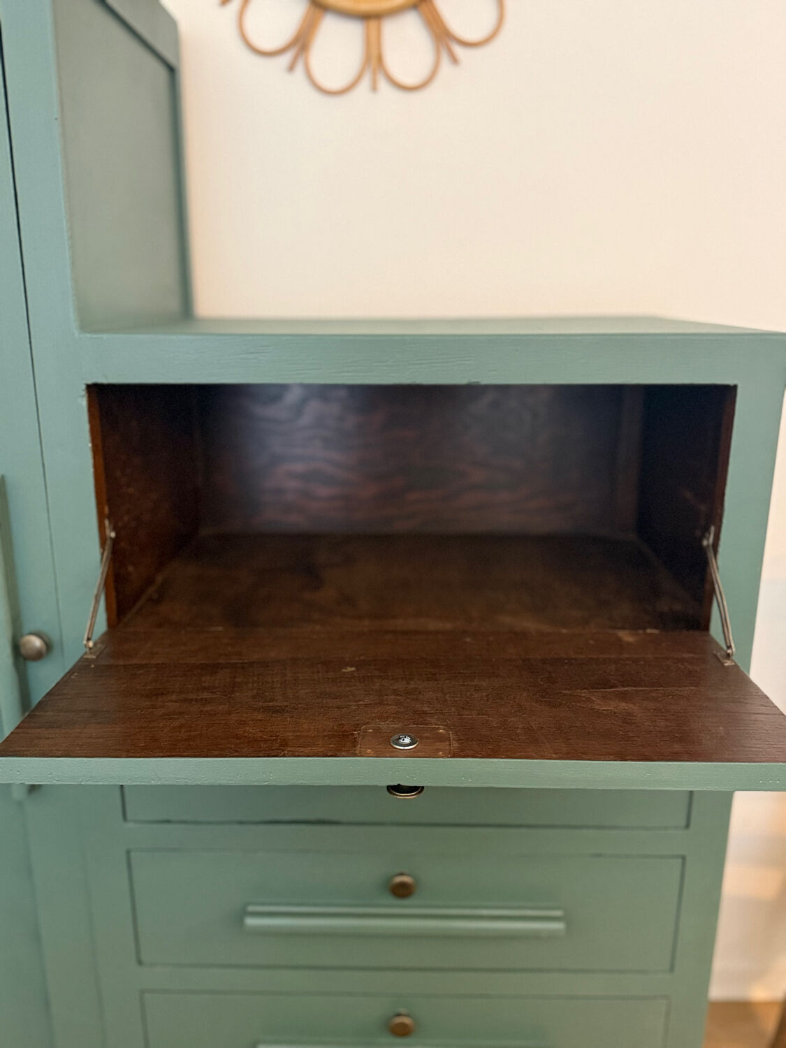 Art Deco Secretary Cabinet in solid wood