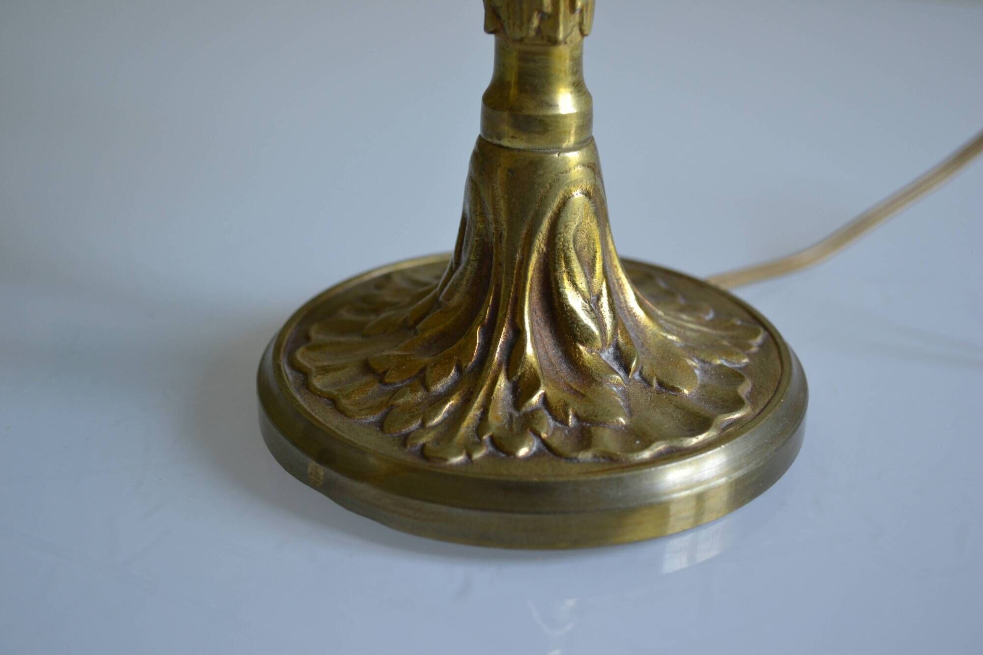 Lampe bouillotte 3 feux bronze et abat jour tôle bordeaux