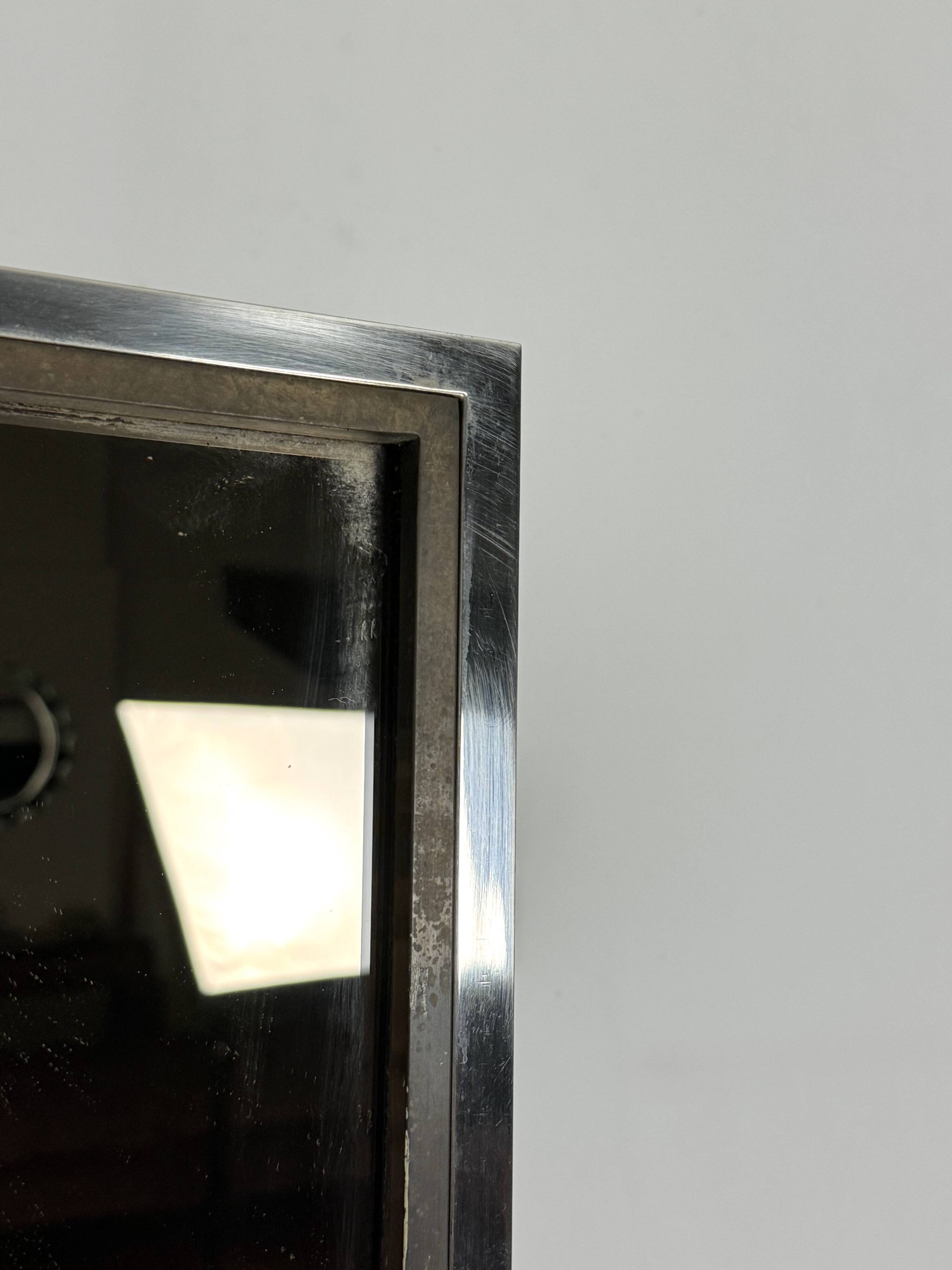 Italian vintage Romeo Rega chrome and brass mirror from 70s