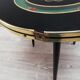 Table d'appoint tripode pieds compas avec plateau et vitrine en verre, vintage