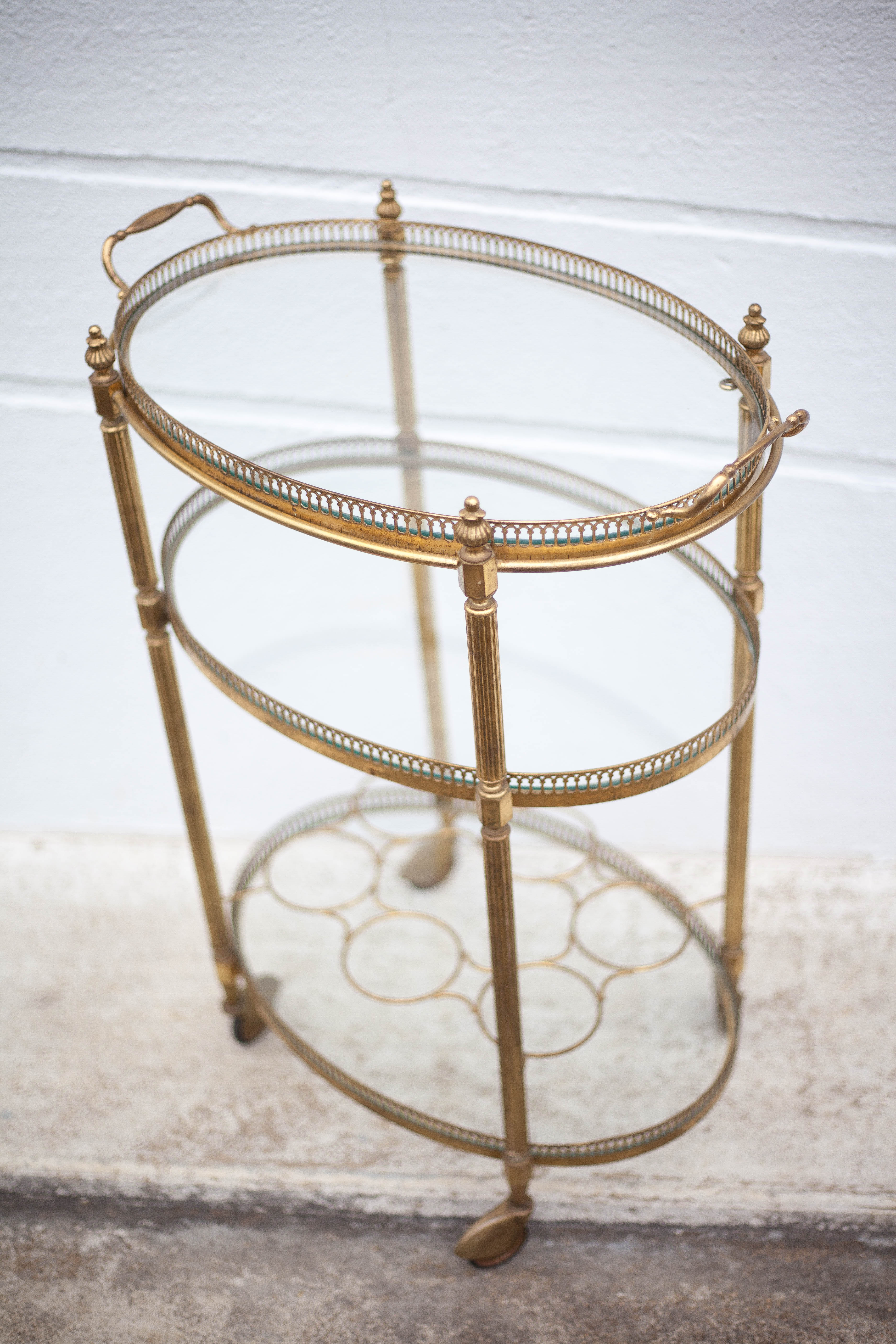 Brass service 3 floors, trolley with wheels