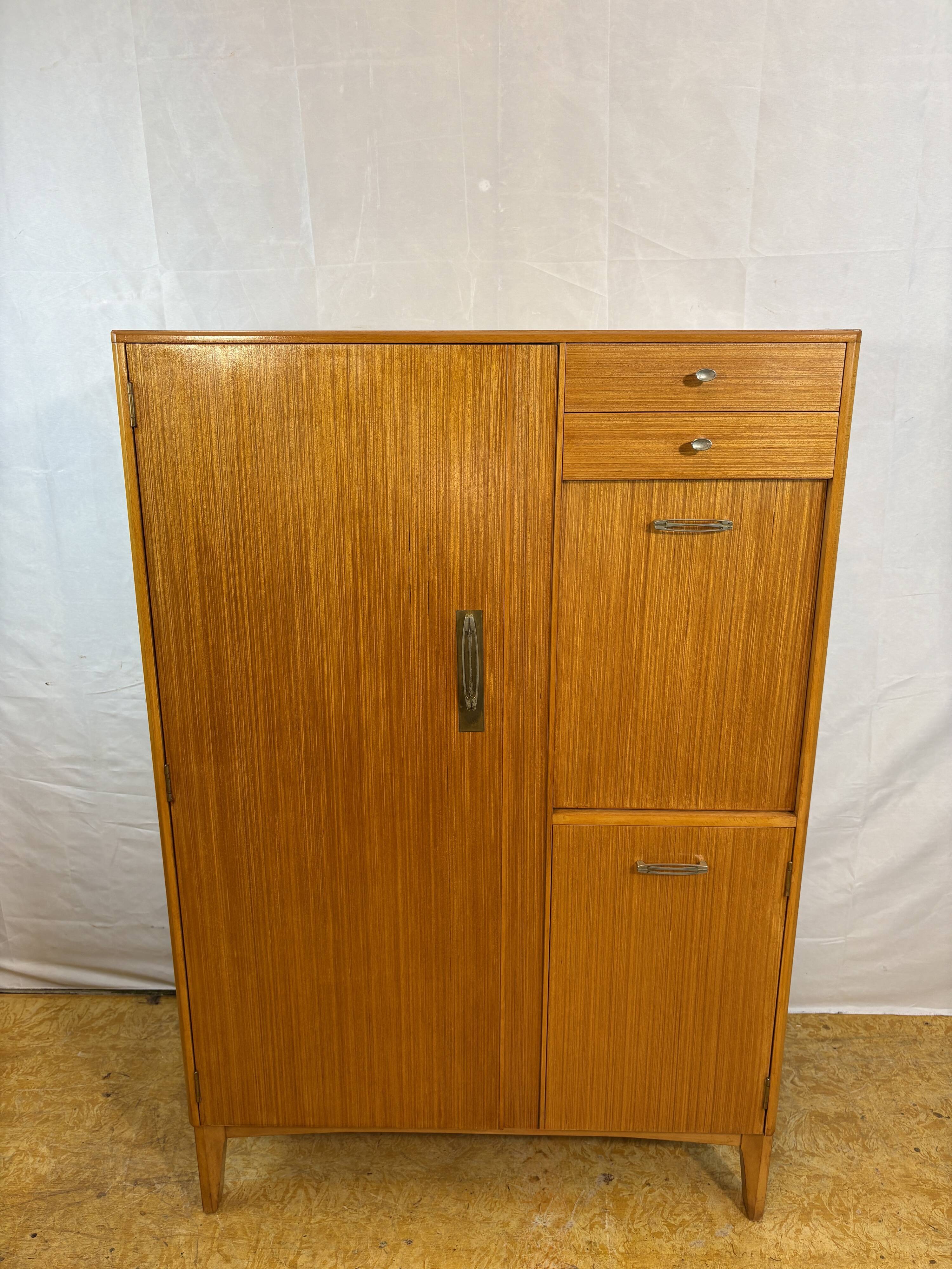 Mid Century Retro Teak Gentleman’s / Bachelor Wardrobe by Remploy 1960