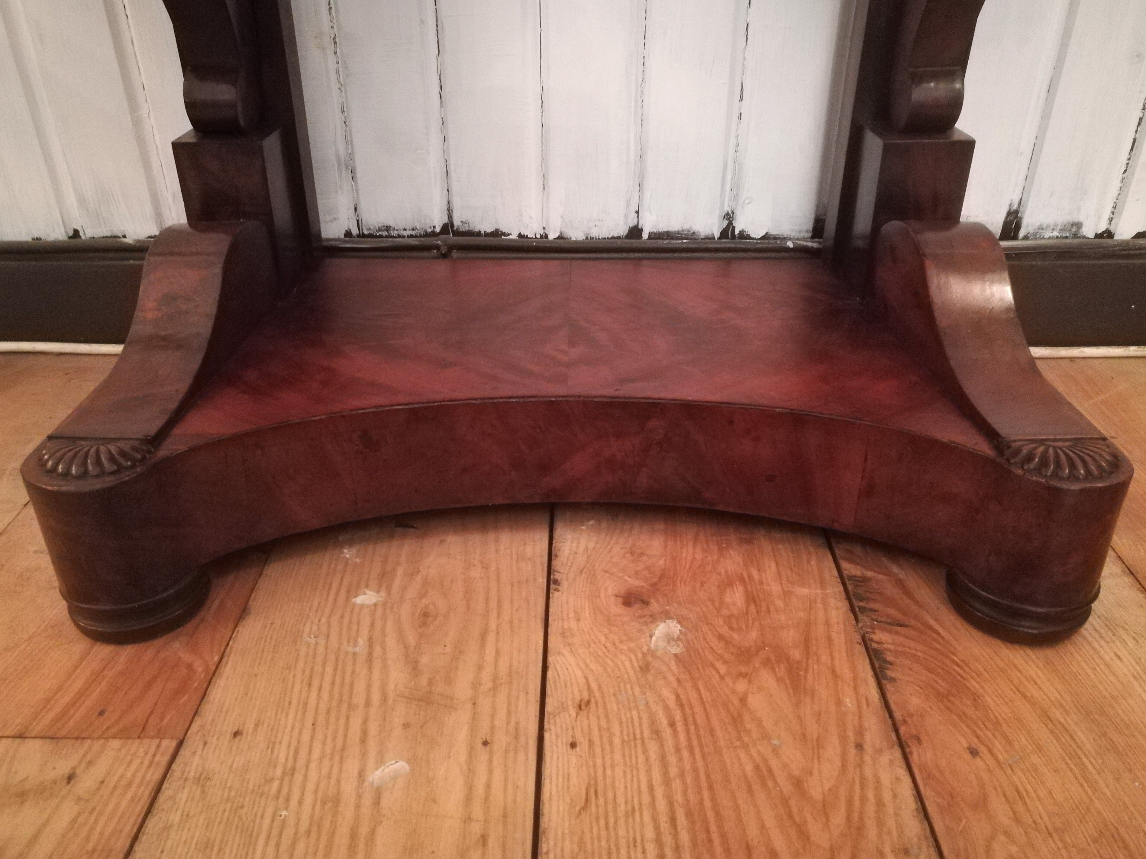 Consoles pair restoration in mahogany and black granite