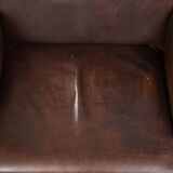 Set of 4 nicely finished dining chairs/side chairs with armrests made of cowhide leather