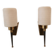 Pair of brass and opaline wall lights