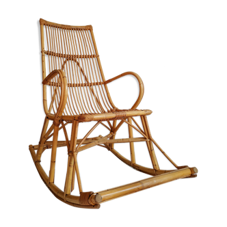 Rocking-chair rattan and 60s bamboo
