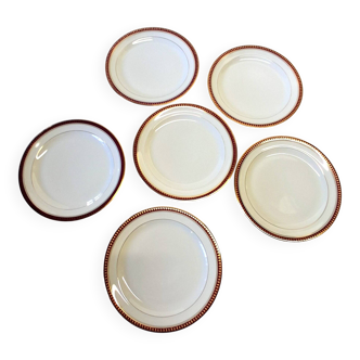 6 assiettes à dessert en porcelaine de Limoges France de chez Chastagner et