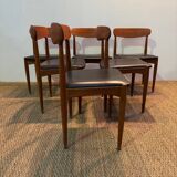 1950s restored oak bench with asymmetrical legs