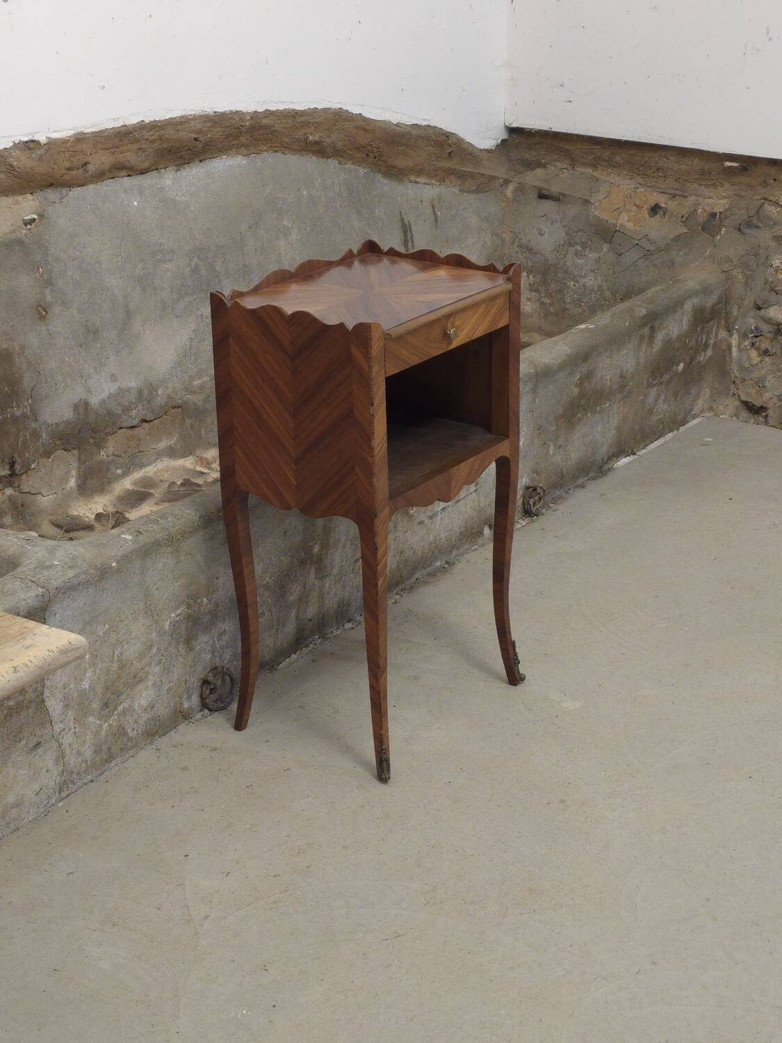 Louis XV style marquetry bedside table