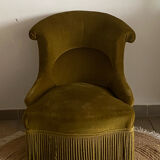 Green velvet toad armchair