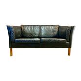 Sofa black leather Scandinavian design