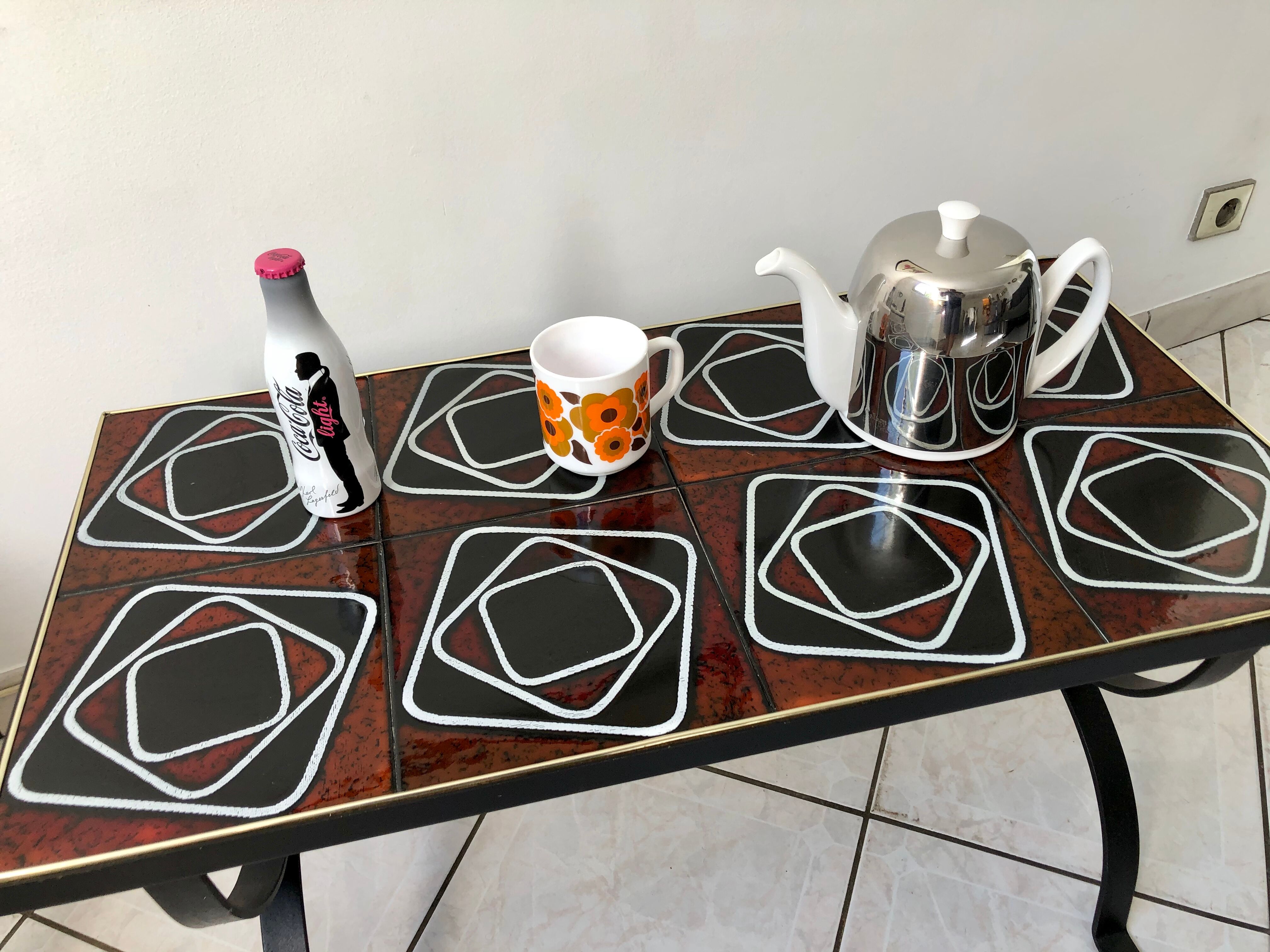 Wrought iron coffee table ceramic 60