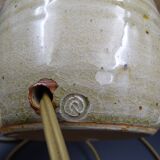 Pair of bedside lamps in stoneware and wool lampshades - Vintage around 1970