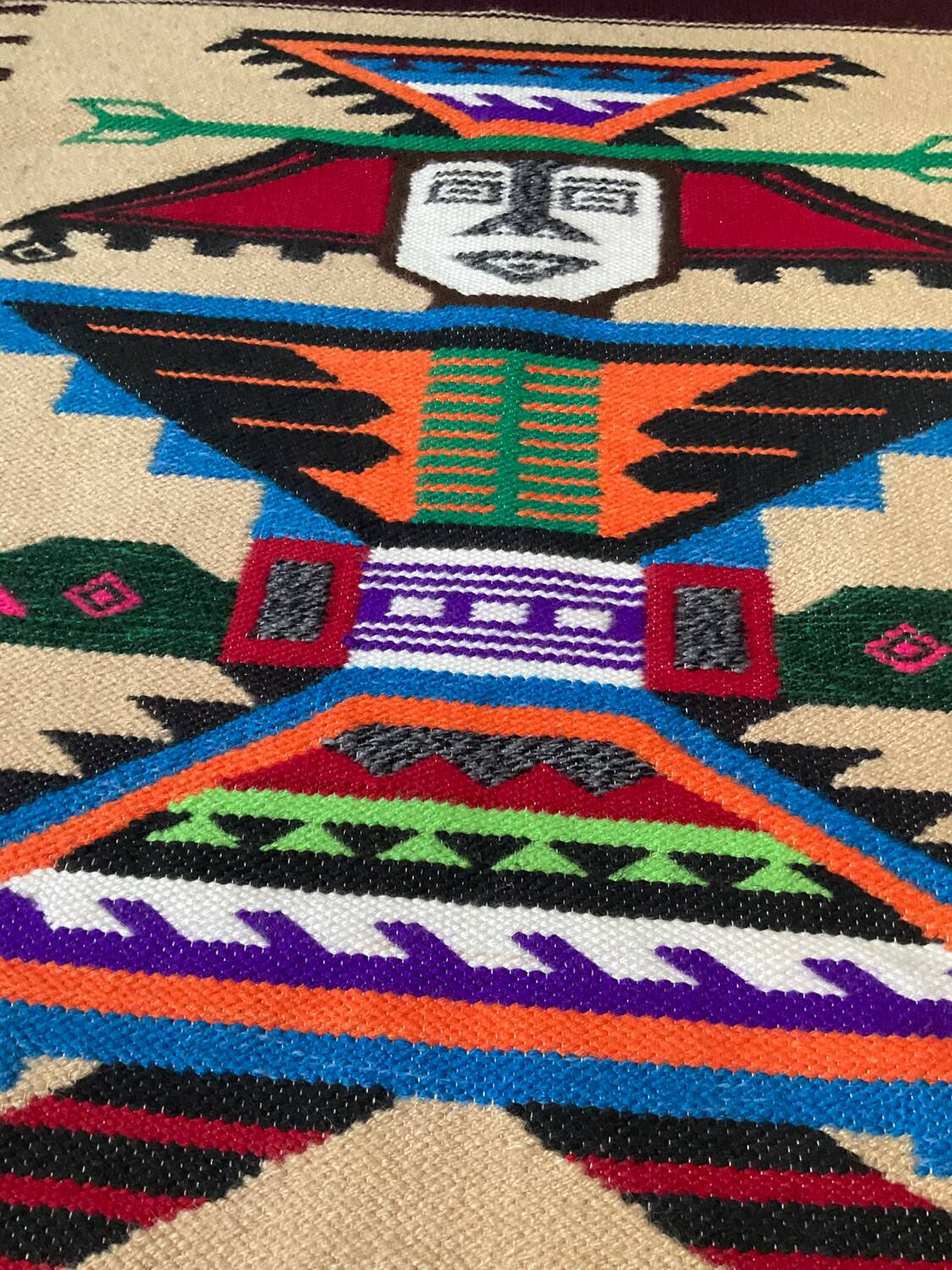 Vintage 100% woven wool rug