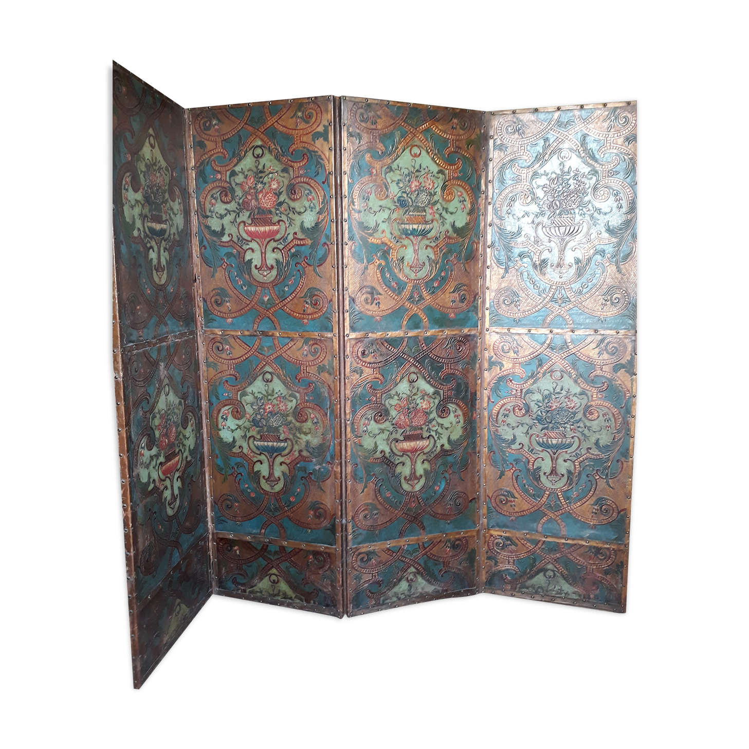 18th-century screen in Cordovan leather