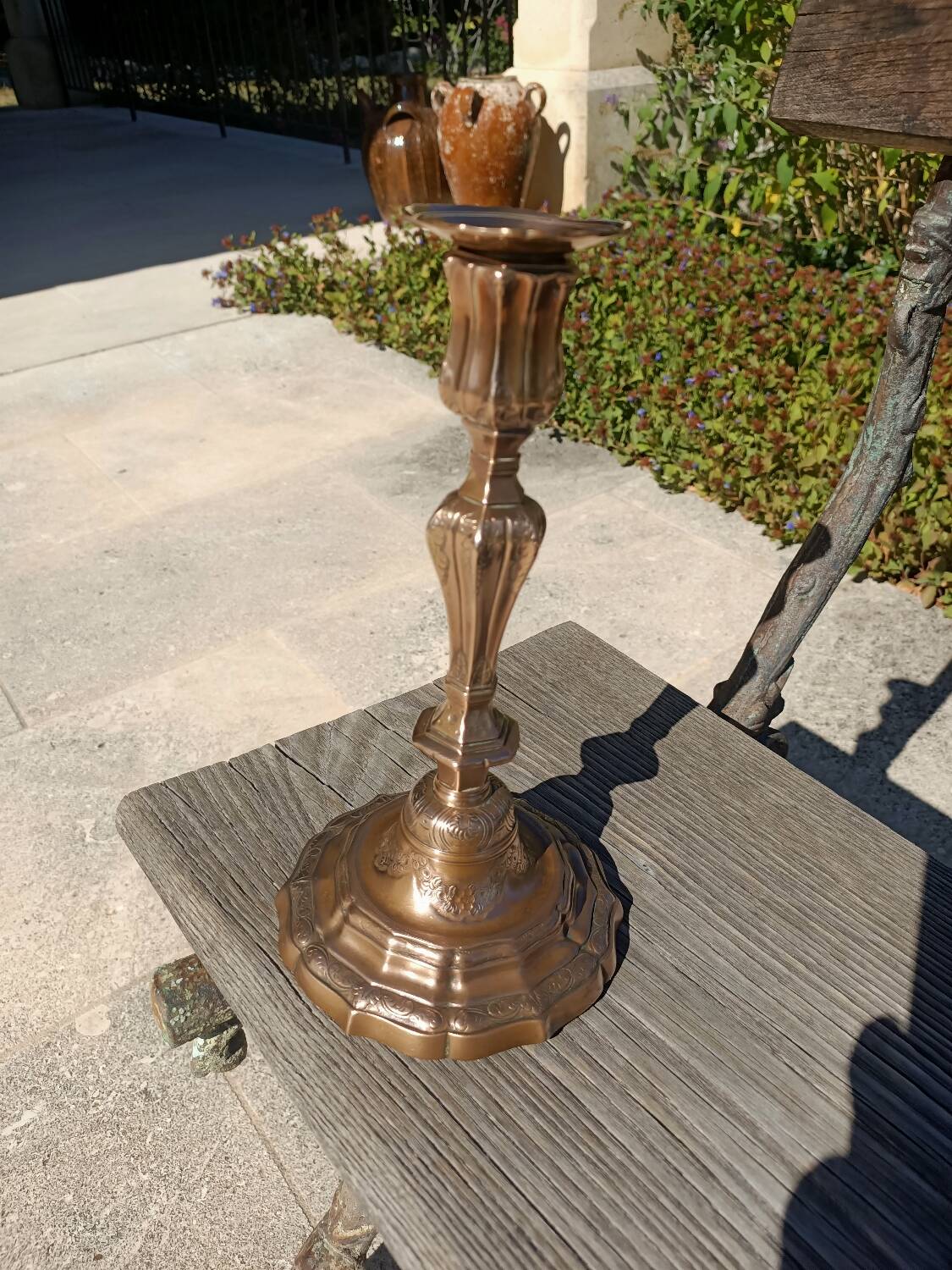 18th century chiseled bronze candlestick