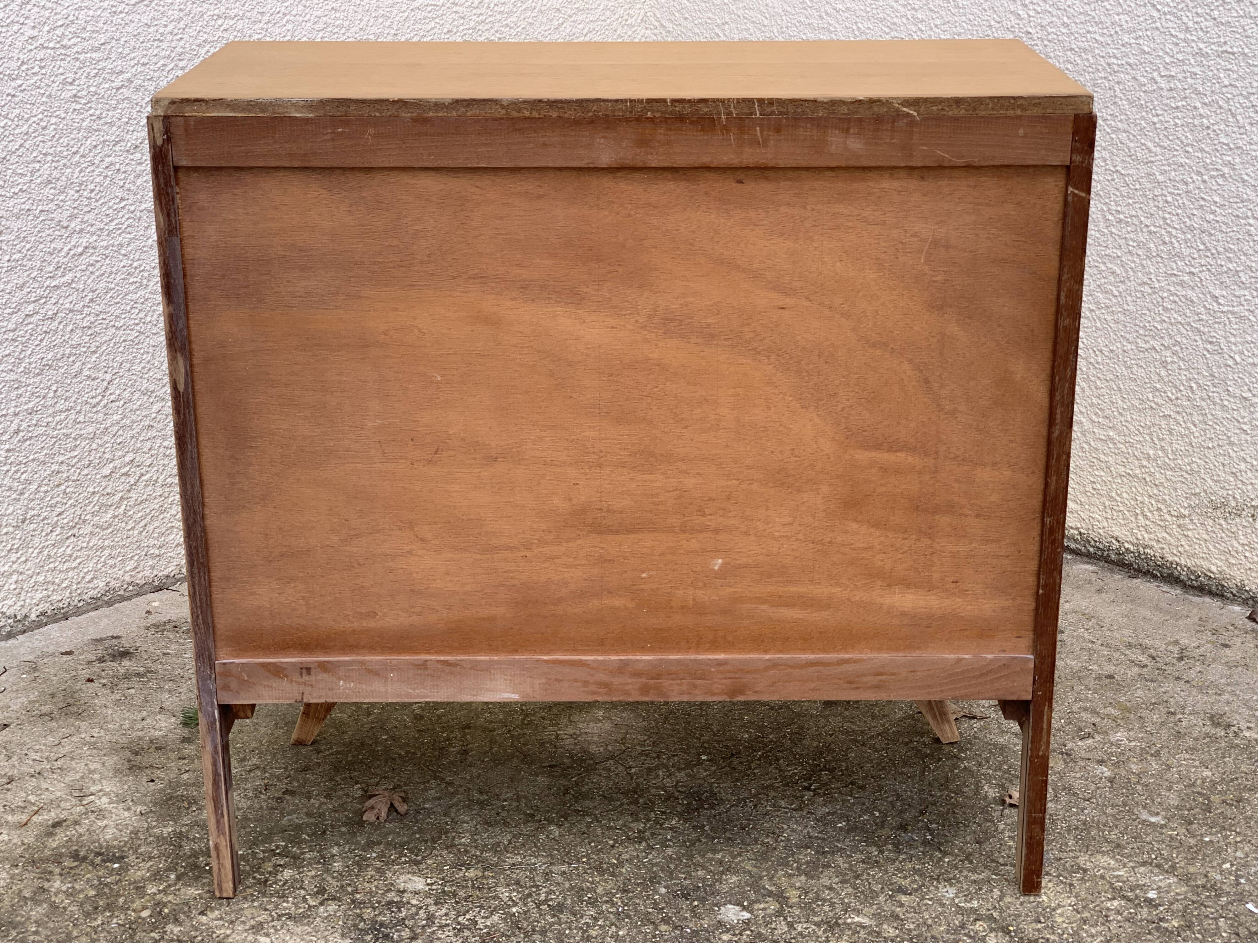 Chest of drawers feet compass raw wood 1950