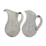 2 crystal and solid silver carafes