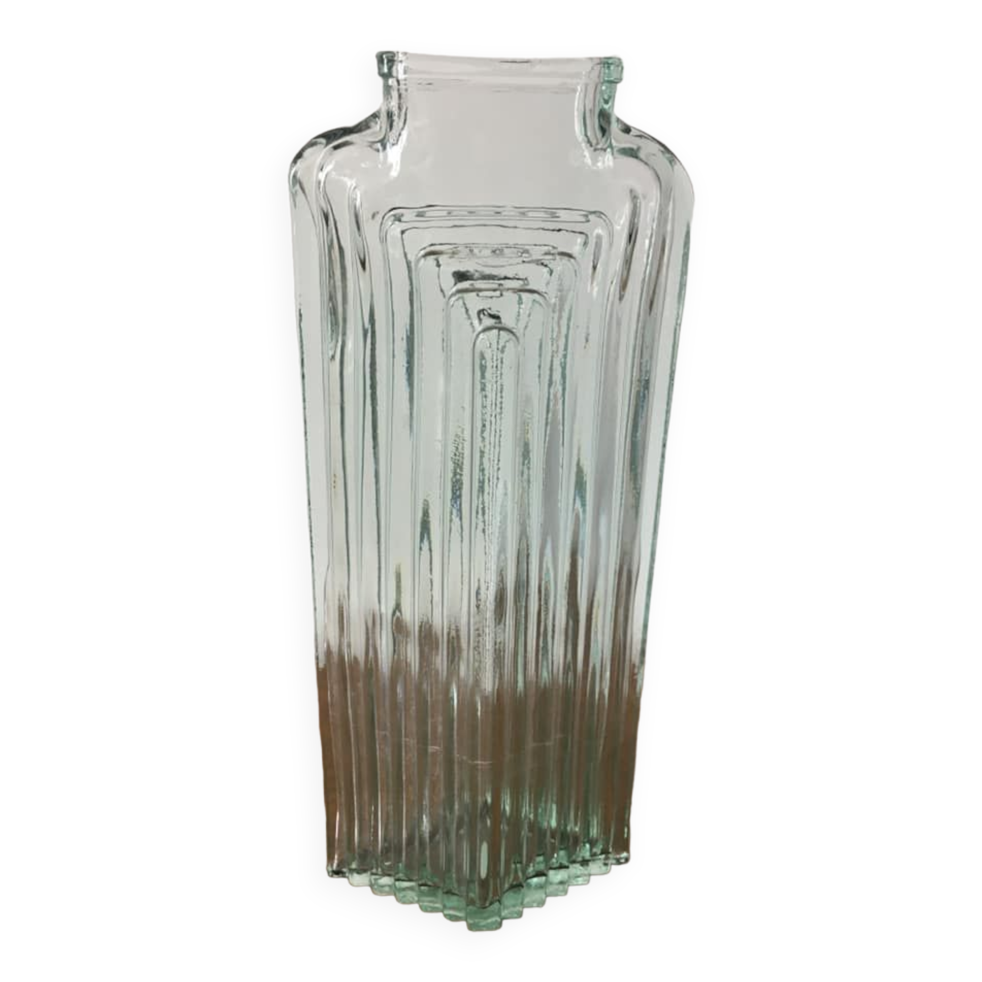 Large art-deco glass vase San Miguel (Spain). Handmade (original label)