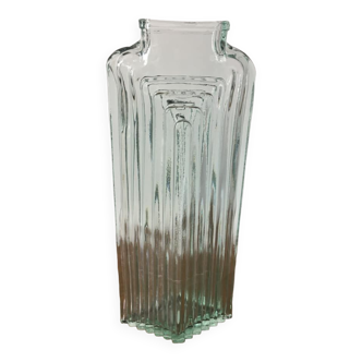 Large art-deco glass vase San Miguel (Spain). Handmade (original label)